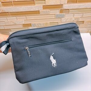 Ralph Lauren Canvas Toiletry / Cosmetic Bag – Structured Frame Design